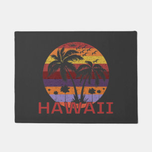 Hawaii US Vintage Palm Trees Travel Doormat
