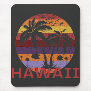 Hawaii US Vintage Palm Trees Travel Mouse Mat