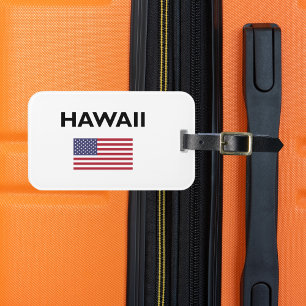 Hawaii USA American Flag Light-Colour Luggage Tag