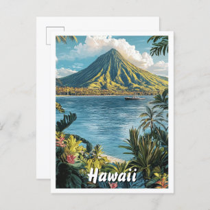 Hawaii USA Art Vintage Illustration Travel Postcard