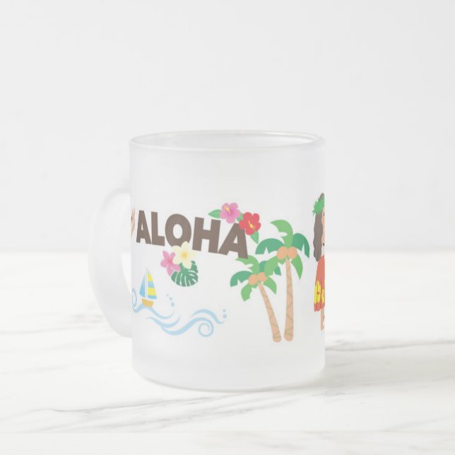 Hawaii vacation frosted glass coffee mug (Front Left)