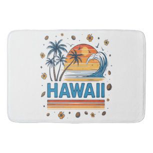 Hawaii Vacation Sunset 70S Beach Bath Mat