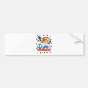 Hawaii Vacation Sunset 70S Beach Bumper Sticker
