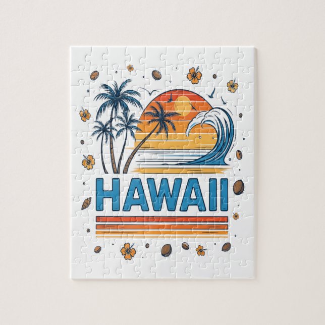 Hawaii Vacation Sunset 70S Beach Jigsaw Puzzle (Vertical)