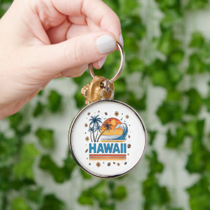 Hawaii Vacation Sunset 70S Beach Key Ring