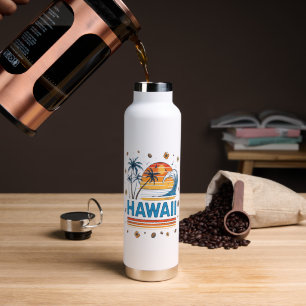 Hawaii Vacation Sunset 70S Beach Water Bottle