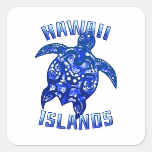 Hawaii Vacation Tribal Turtle Square Sticker