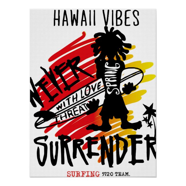 Hawaii Vibes Surfer Style, Bold Poster (Front)
