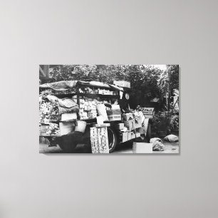 Hawaii - View of a Native Vegetable Wagon Canvas Print