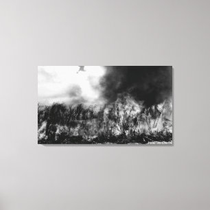 Hawaii - View of Sugar Cane Field on Fire Canvas Print