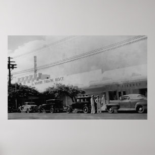 Hawaii - View of the Waikiki Theatre Block Poster