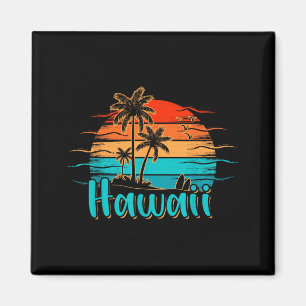 Hawaii Vintage Palm Tree Sunset Tropical Hawaiian Magnet