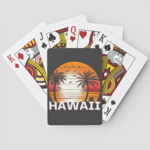 Hawaii Vintage Palm Trees Summer Beach Playing Cards