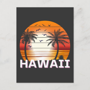Hawaii Vintage Palm Trees Summer Beach Postcard