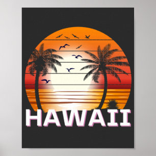 Hawaii Vintage Palm Trees Summer Beach Poster