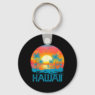 Hawaii Vintage Sunset Tropical Summer Hawaiian Key Ring