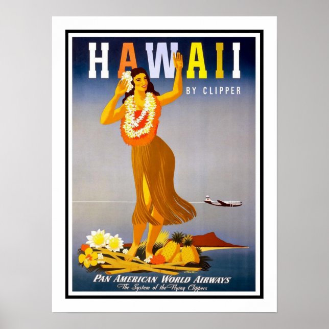 Hawaii Vintage Travel Poster (Front)