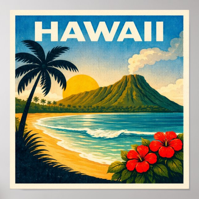Hawaii Vintage Travel Poster (Front)