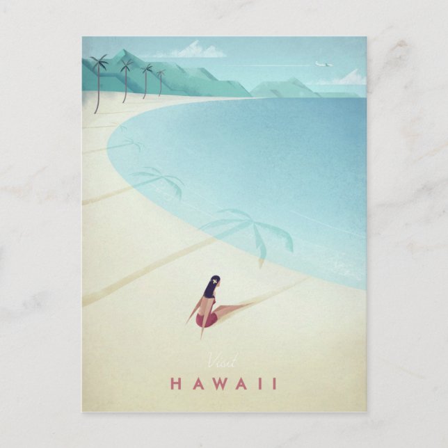 Hawaii Vintage Travel Poster - Art Postcard (Front)