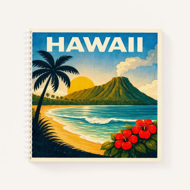 Hawaii Vintage Travel Poster Notebook (Front)