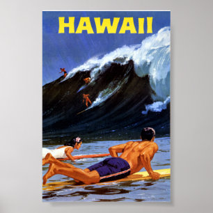 Hawaii Vintage Travel Poster Restored
