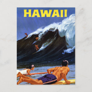 Hawaii Vintage Travel Poster Restored Postcard
