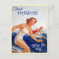 Hawaii Vintage Travel Poster Surfer