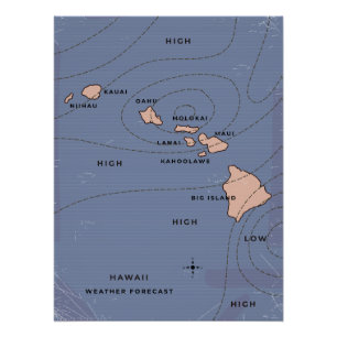 Hawaii Vintage weather forecast Poster