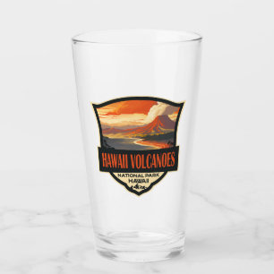 Hawaii Volcanoes National Park Illustration Travel Glass