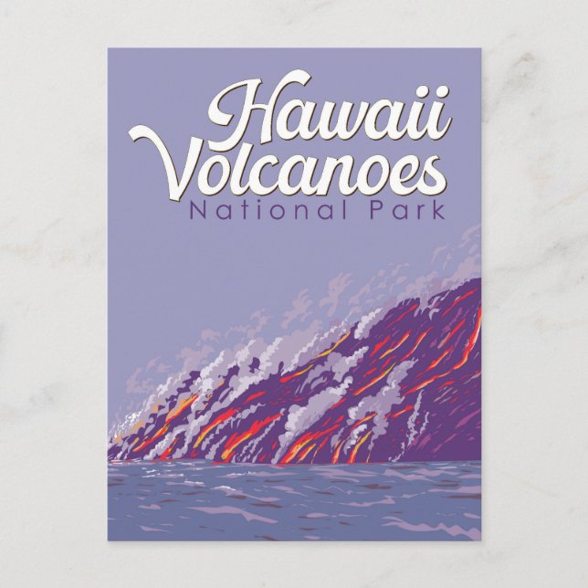 Hawaii Volcanoes National Park Illustration Travel Postcard (Front)