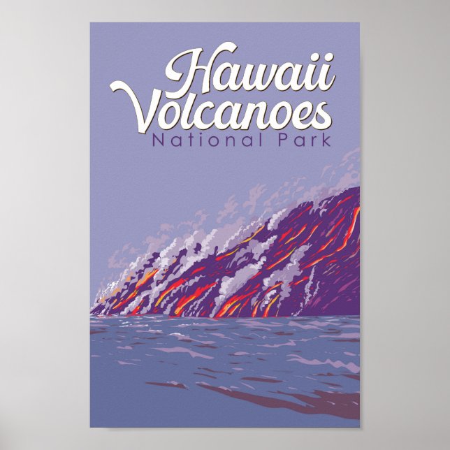 Hawaii Volcanoes National Park Illustration Travel Poster (Front)