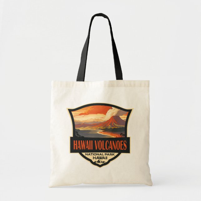 Hawaii Volcanoes National Park Illustration Travel Tote Bag (Front)