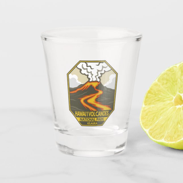 Hawaii Volcanoes National Park Kilauea Retro Shot Glass (Front)