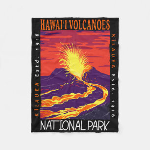 Hawaii Volcanoes National Park Kilauea Volcano Vin Fleece Blanket