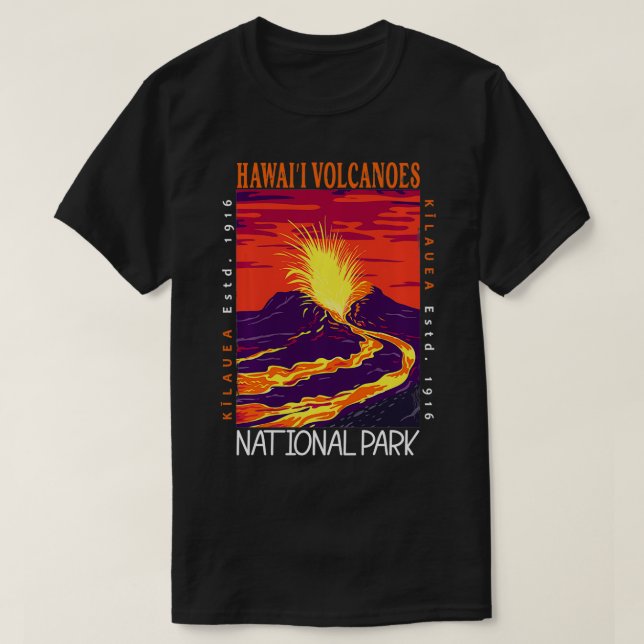 Hawaii Volcanoes National Park Kilauea Volcano Vin T-Shirt (Design Front)