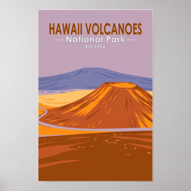 Hawaii Volcanoes National Park Mauna Kea Vintage  Poster (Front)