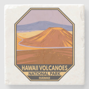 Hawaii Volcanoes National Park Mauna Kea Vintage  Stone Coaster
