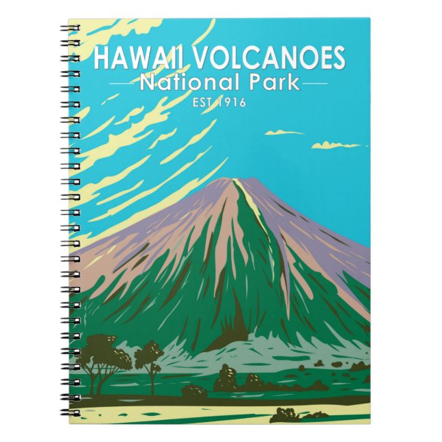 Hawaii Volcanoes National Park Mauna Loa Vintage Notebook (Front)