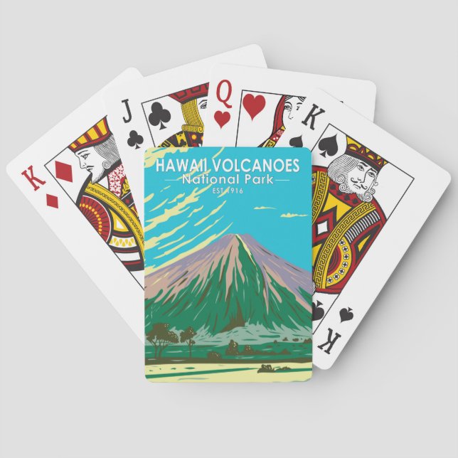 Hawaii Volcanoes National Park Mauna Loa Vintage Playing Cards (Back)