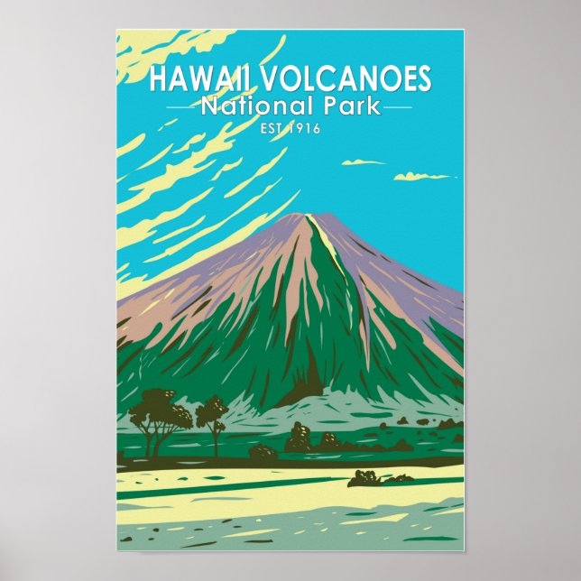 Hawaii Volcanoes National Park Mauna Loa Vintage Poster (Front)