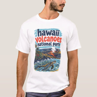 Hawaii Volcanoes National Park Retro Landscape T-Shirt