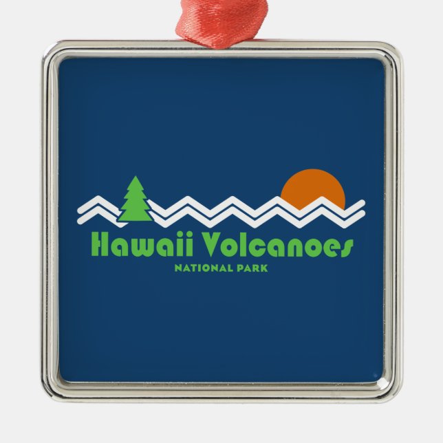 Hawaii Volcanoes National Park Retro Metal Tree Decoration (Front)