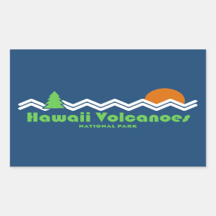Hawaii Volcanoes National Park Retro Rectangular Sticker