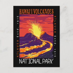 Hawaii Volcanoes National Park Vintage Distressed Postcard