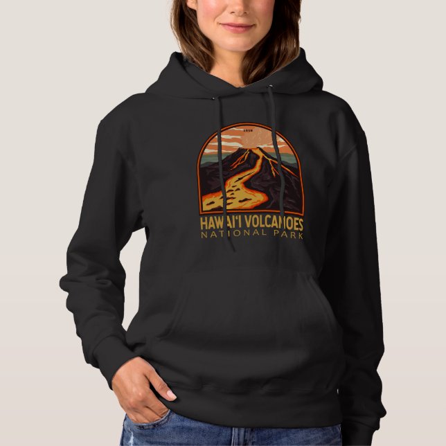 Hawaii Volcanoes National Park Vintage Emblem Hoodie (Front)