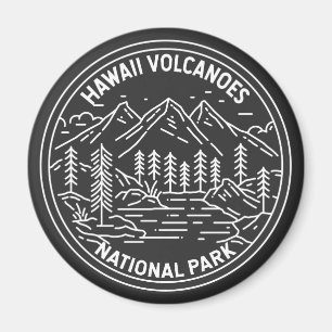 Hawaii Volcanoes National Park Vintage Monoline Magnet