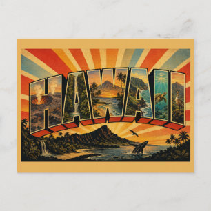 Hawaii Volcanoes Rainforest Waterfall Beach Art Postcard
