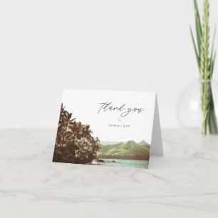 HAWAII Watercolor Beach Palm Tree Ocean  Thank You Card