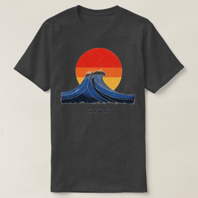 Hawaii Wave and Sunset Graphic TShirt (Design Front)