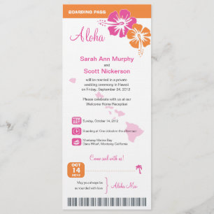 Hawaii Wedding Boarding Pass Invitation